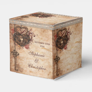 Vintag Hearts Lock and Key Wedding Vielen Dank Geschenkschachtel