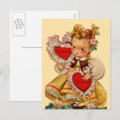 Vintag Hearts Sweetheart Feiertagspostkarte (Vorne/Hinten)