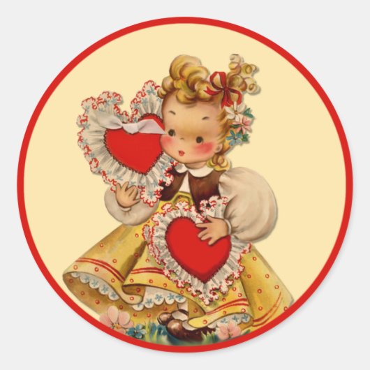 Vintag Hearts Sweetheart Runder Aufkleber (Vorderseite)