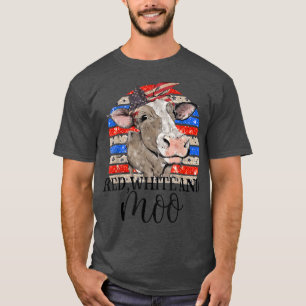 Vintag Heifer US Flag Red White und Moon 4. Juli T-Shirt