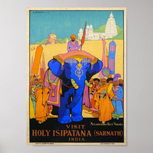 Vintag Heilige Isipatana India Dorothy Newsom Trav Poster
