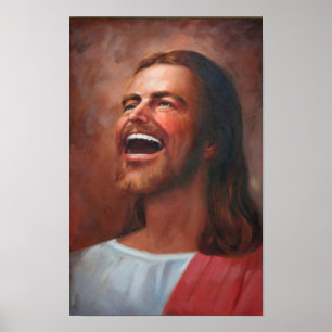 Vintag, Heiliger Jesus Christus, Portrait, Lachen Poster