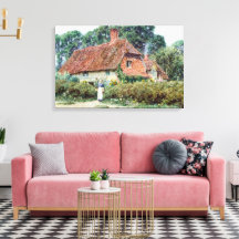 Vintag Helen Allingham am Tor zur Hütte