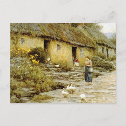 Vintag Helen Allingham Irish Hütte Postkarte (Vorderseite)