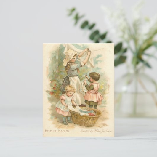 Vintag helfen Mutter Postkarte (Stehend Vorderseite)