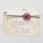 Vintag-hell-rosa Daisy Wedding RSVP (Vorne/Hinten)
