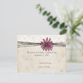 Vintag-hell-rosa Daisy Wedding RSVP Karte (Stehend Vorderseite)