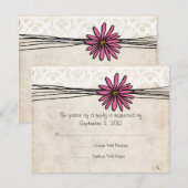 Vintag-hell-rosa Daisy Wedding RSVP Karte (Vorne/Hinten)