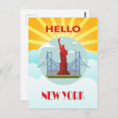 Vintag Hello New York Travel Postkarte (Vorne/Hinten)