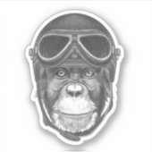 Vintag Helmet Chimpanzee Aufkleber (Vorderseite)