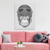 Vintag Helmet Chimpanzee Leinwanddruck (Insitu (Wohnzimmer))