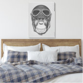 Vintag Helmet Chimpanzee Leinwanddruck (Insitu (Schlafzimmer))