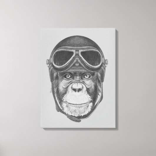 Vintag Helmet Chimpanzee Leinwanddruck (Vorderseite)