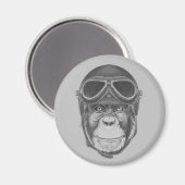 Vintag Helmet Chimpanzee Magnet (Vorderseite/Rückseite)