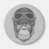 Vintag Helmet Chimpanzee Magnet (Vorne)