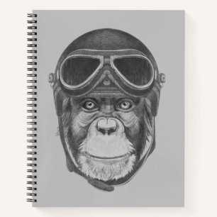 Vintag Helmet Chimpanzee Notizblock