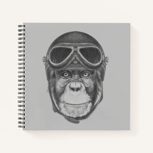 Vintag Helmet Chimpanzee Notizblock