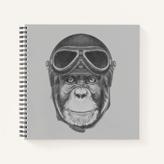 Vintag Helmet Chimpanzee Notizblock (Vorderseite)