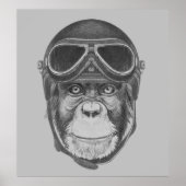 Vintag Helmet Chimpanzee Poster (Vorne)