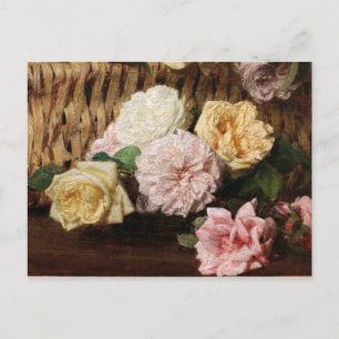 Vintag Henri Latour Korb der Rose Postkarte
