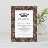 Vintag Heraldic Bar Mitzvah Einladung (Stehend Vorderseite)