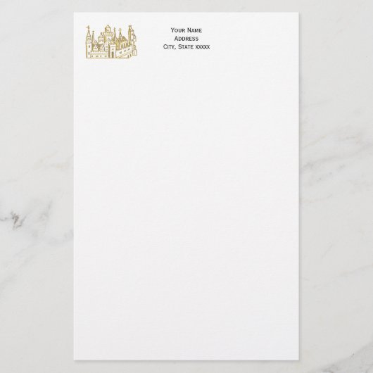 Vintag Heraldic Castle #2 Wappen Imitate Gold Briefpapier (Vorderseite)