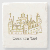Vintag Heraldic Castle #2 Wappen Imitate Gold Steinuntersetzer (Vorderseite)
