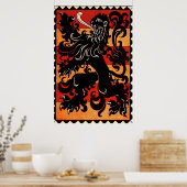 Vintag Heraldic Lion (Belgien) Poster (Küche)