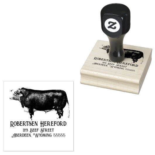 Vintag Hereford Bull Gummistempel (Stempel)