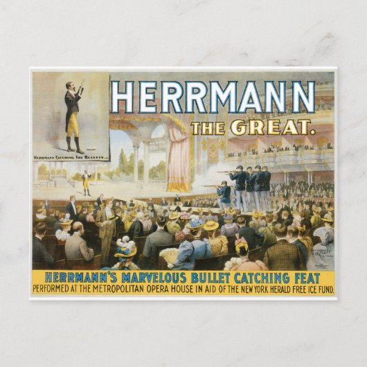 Vintag Herermann The Great Magic Poster Postkarte (Vorderseite)