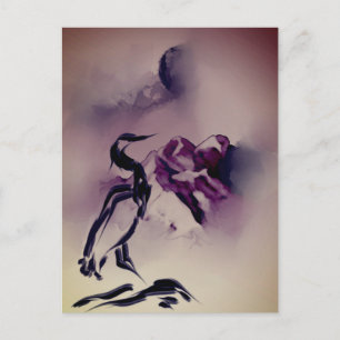 Vintag Heron Bird Mountains Malerei Landschaft Postkarte