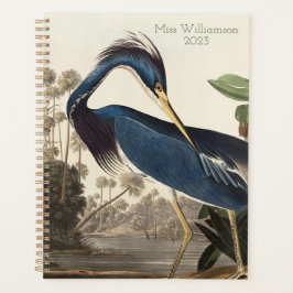 Vintag Heron Bird Print Planner Planer