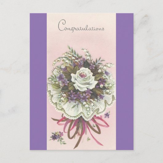 Vintag Herzlichen Glückwunsch Bouquet Postkarte (Vorderseite)