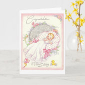 Vintag - Herzlichen Glückwunsch. Karte (Gelbe Blume)