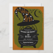 Vintag Hexe Cauldron Birthday Halloween-Party Einladung (Vorderseite)