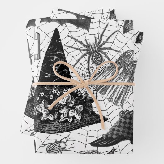 Vintag-Hexe-Halloween-Ephemera Geschenkpapier Set (Beispiel)