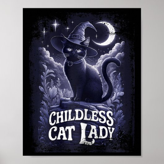 Vintag Hexenkatze Kinderlose Katzen Poster (Vorne)