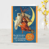 Vintag-Hexenkürbis Karte (Gelbe Blume)