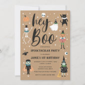 Vintag Hey Boo Halloween Einladung (Vorderseite)