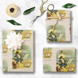 Vintag Hey Diddle Diddle Kinderzimmer Rhyme wieder Geschenkpapier Set