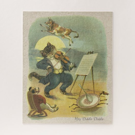 Vintag Hey Diddle Diddle Kinderzimmer Rhyme wieder Puzzle (Vertikal)