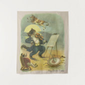 Vintag Hey Diddle Diddle Kinderzimmer Rhyme wieder Wandteppich (Vorderseite)