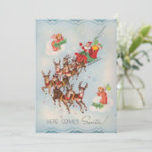 Vintag Hier kommt Weihnachten (Stehend Vorderseite)