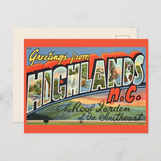 Vintag Highlands NC Postkarte (Vorne/Hinten)