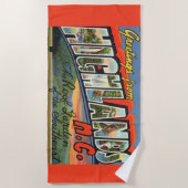 Vintag Highlands NC Postkarte Strandtuch (Vorderseite)