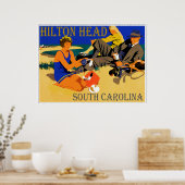 Vintag Hilton Head Beach Szene Poster (Küche)