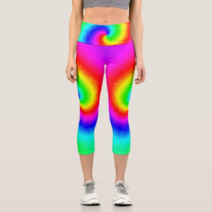 Vintag Hippie Boho Gefärbte Krawatte Psychedelic T Capri Leggings