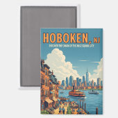 Vintag Hoboken New Jersey Travel Magnet (Vorderseite/Rückseite)