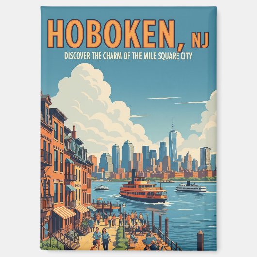 Vintag Hoboken New Jersey Travel Magnet (Vorderseite)