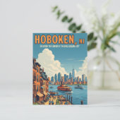 Vintag Hoboken New Jersey Travel Postkarte (Stehend Vorderseite)